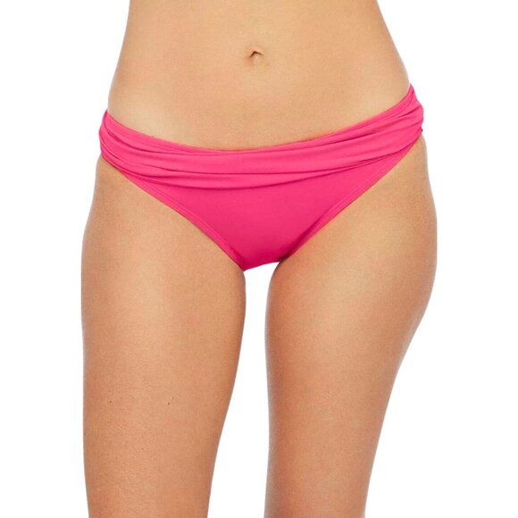 NWT La Blanca Shirred Band Hipster Bikini Swimsuit Bottom in Fuchsia Sz. 16 - Picture 1 of 2